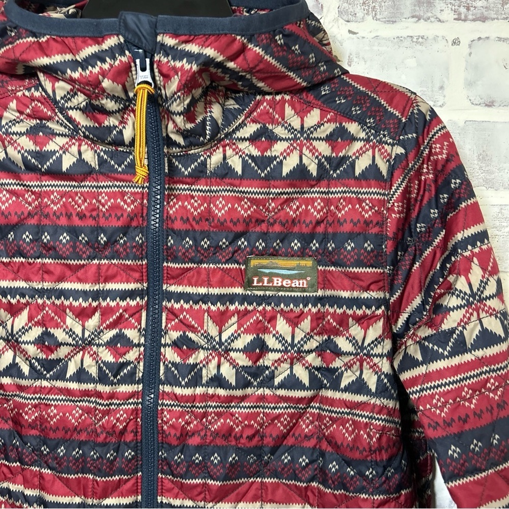 LL Bean Women's Small Katahdin Insulated Pullover Jacket Fair Isle Print Quilted - Picture 3 of 10